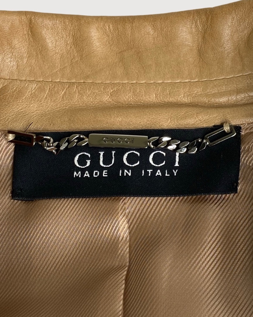 Beige Gucci Leather Jacket, 12