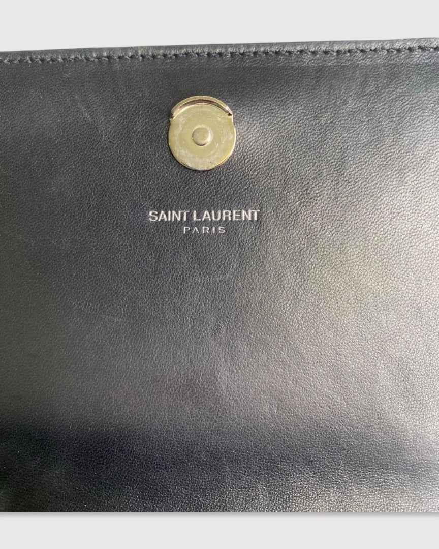 Black/ Silver Saint Laurent Fringe/ Chain Bag