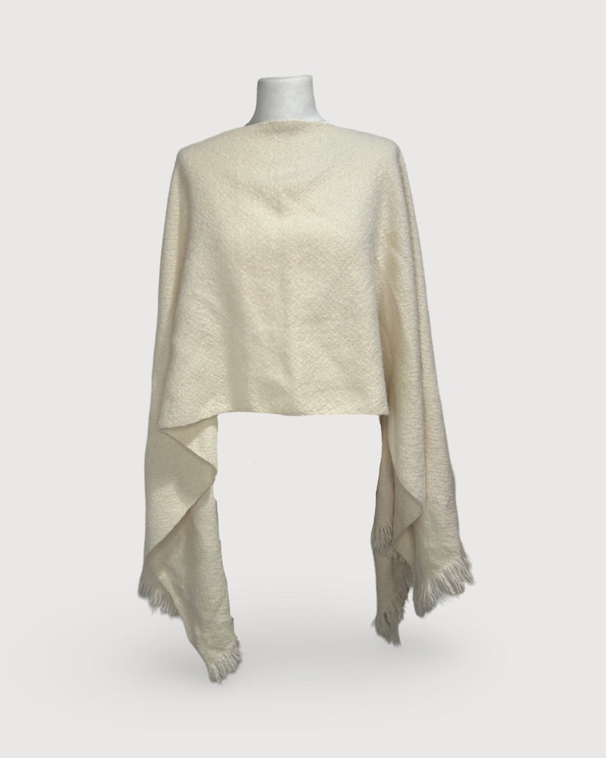 Cream Lauren Manoogian Knit Poncho, O/S