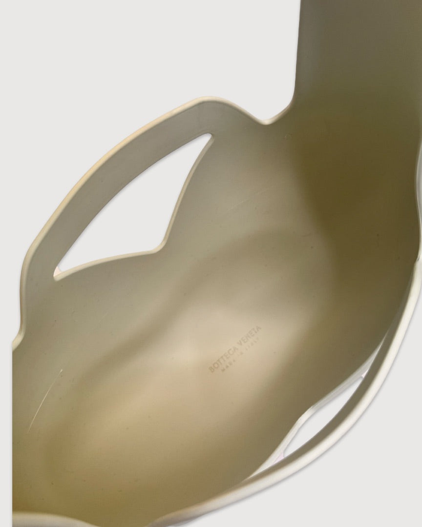 White Bottega Veneta Small Punch Rubber Shoulder Bag, 8