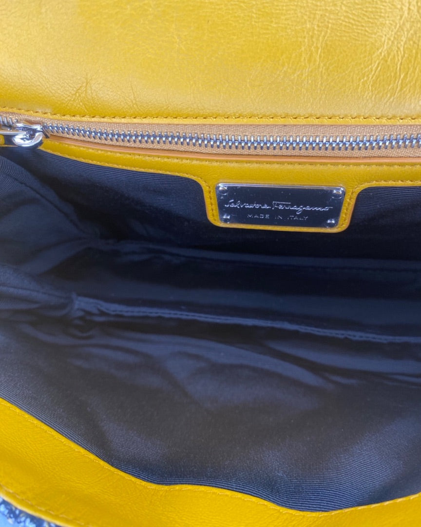 Salvatore Ferragamo Quilted Tweed Gelly Shoulder Bag Grey