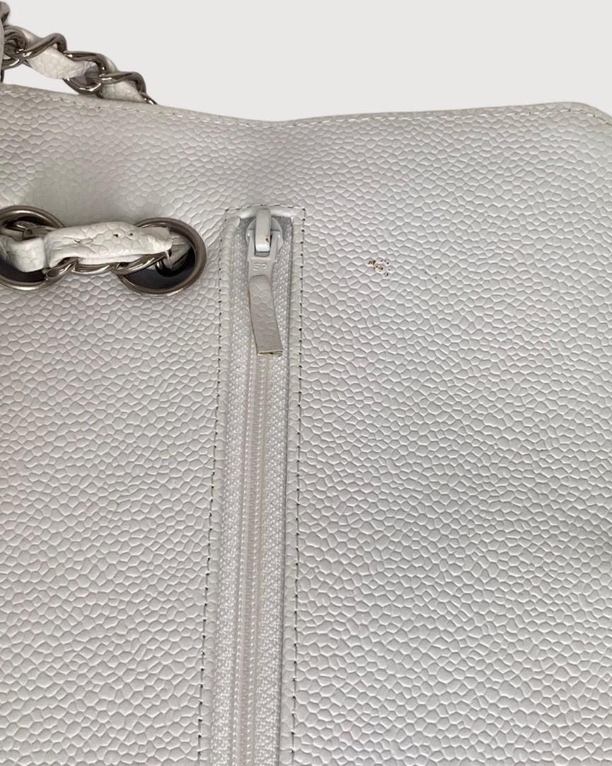 White Chanel Classic Flap