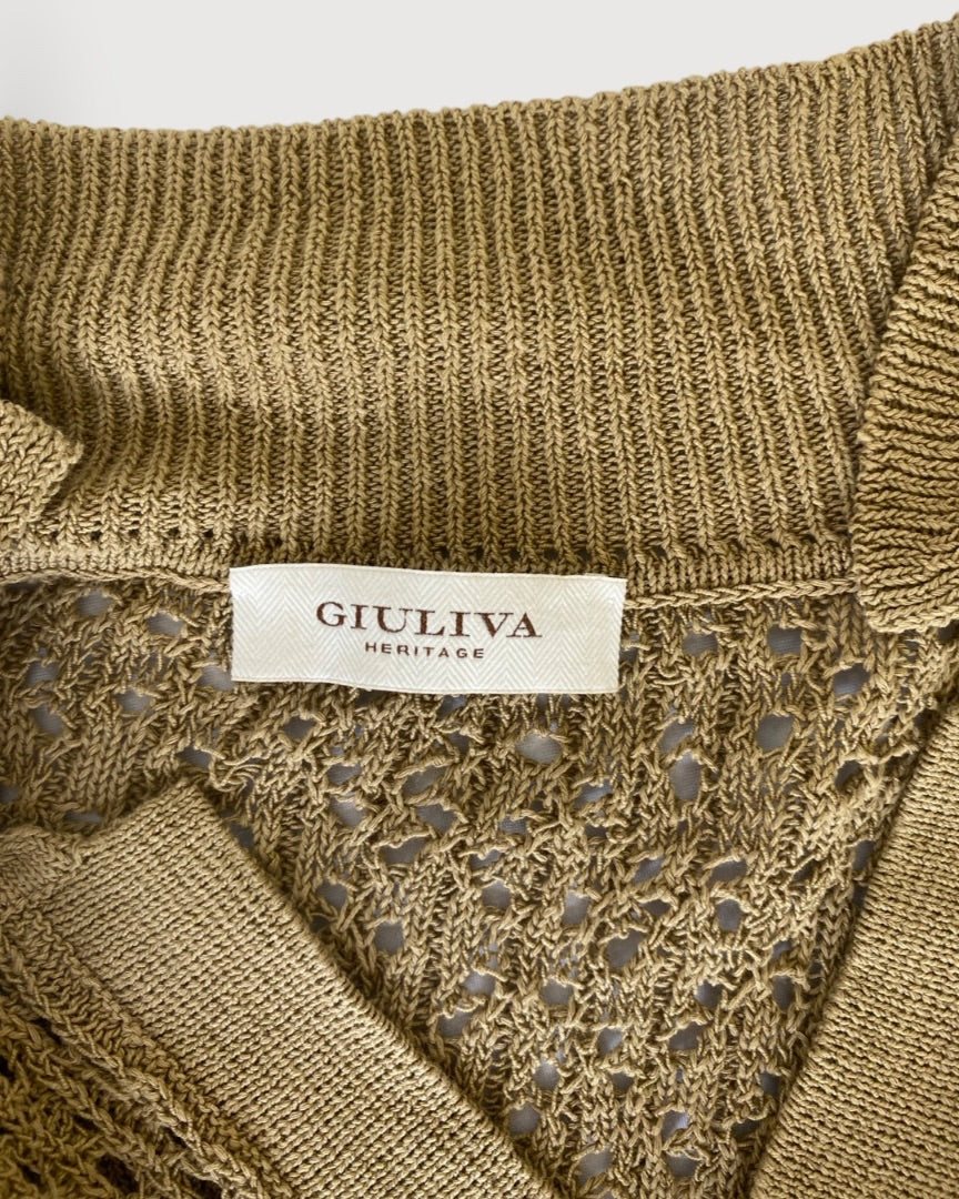 Brown Giuliva Heritage Knit Polo, L