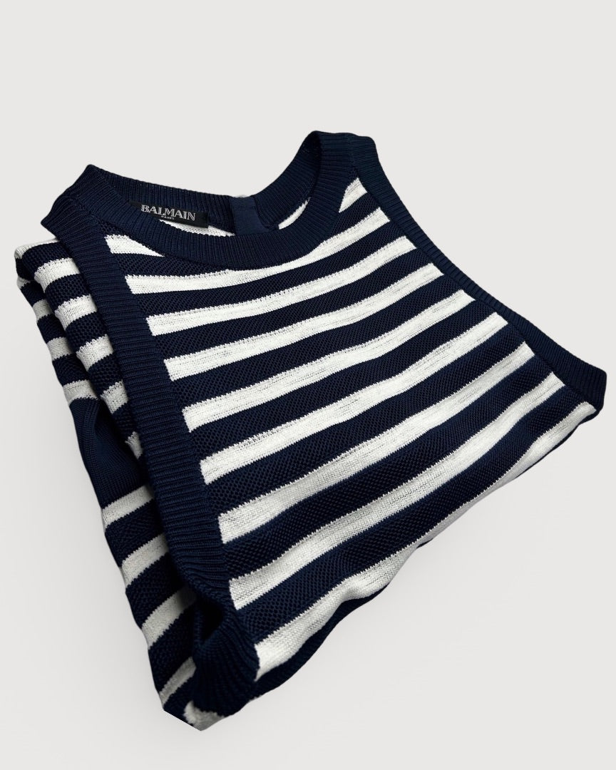 Navy/ White Balmain Stripe S/S Dress, S