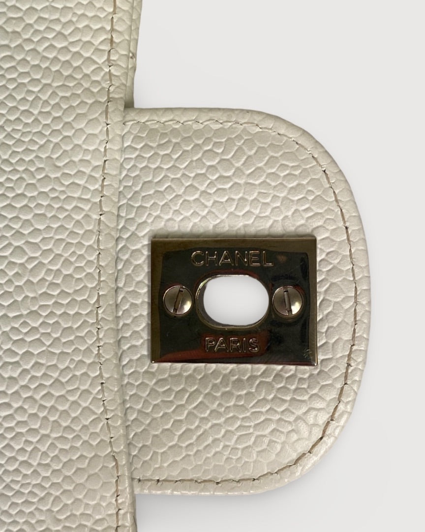 White Chanel Classic Flap