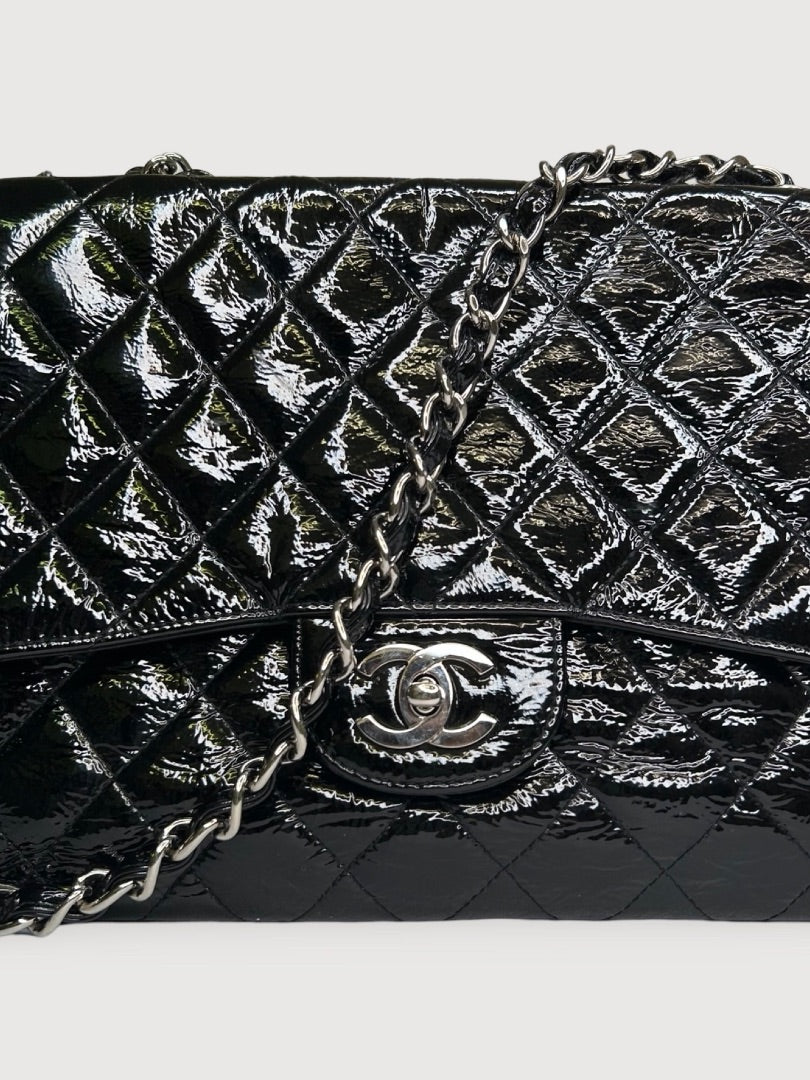 Chanel Patent Medium Classic Flap Bag Black