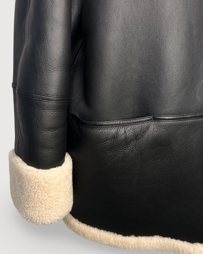 Black/ Cream Toteme Shearling Jacket, M