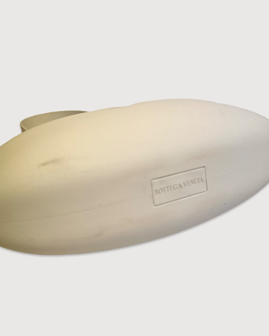 White Bottega Veneta Small Punch Rubber Shoulder Bag, 8